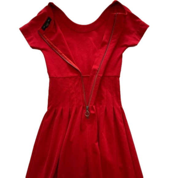 PINK TARTAN RED PLEATED VINTAGE DRESS - Size XS - Picture 12 of 12